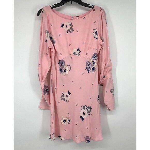 Free People Dress Sunshadows Mini Pink Floral Long Sleeve NWT - Picture 4 of 16